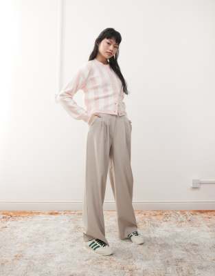 Pantalon ample habillé à rayures fines - Beige-Neutre 38