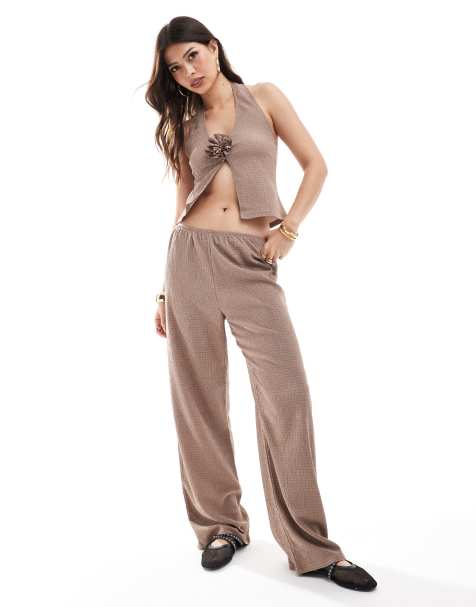 Miss Selfridge - Pantalon ample texturé - Moka - view 1