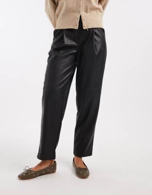 Pantalon barrel en similicuir-Noir 32