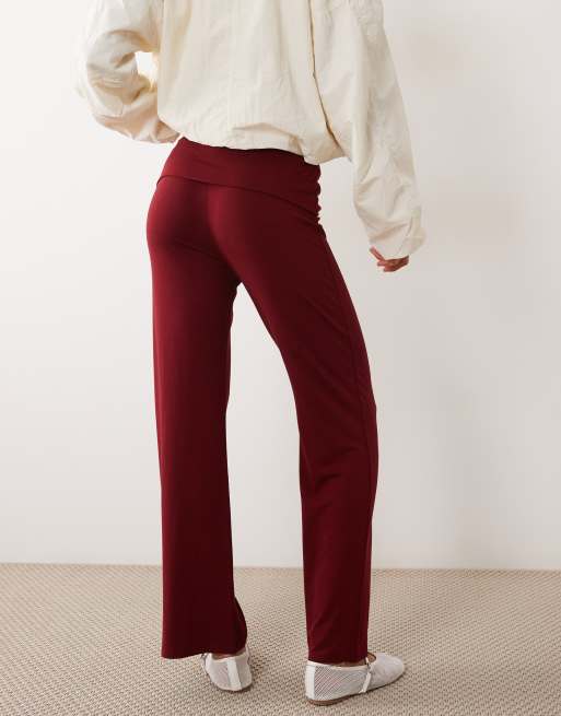 Miss Selfridge - pantalón de pernera ancha en conjunto color ciruela, 4 de 5