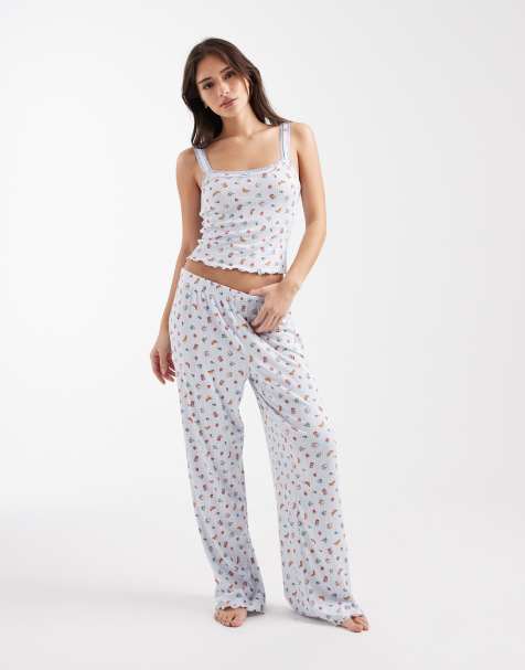 Miss Selfridge - Pantalon de pyjama en maille pointelle à imprimé brunch - view 1