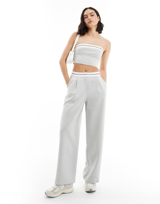 Miss Selfridge - Pantalon d'ensemble ample avec taille à revers - Bleu 