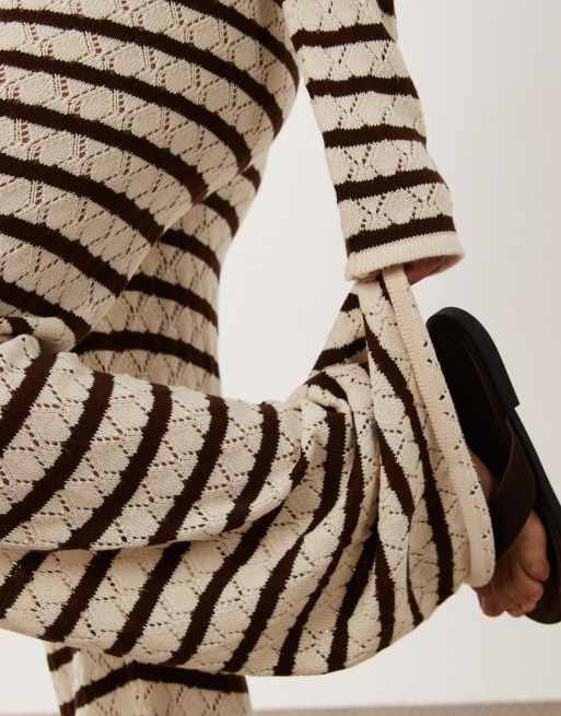 Miss Selfridge - Pantalon d'ensemble large en crochet à rayures, 2 de 5