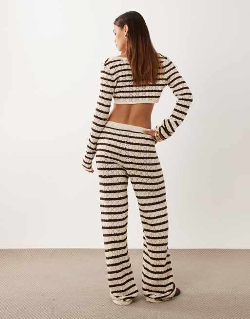 Miss Selfridge - Pantalon d'ensemble large en crochet à rayures, 5 de 5