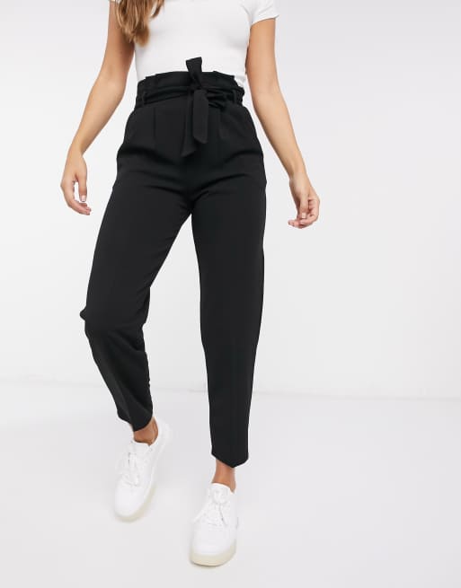 Miss Selfridge Pantalon en n opr ne taille haute fronc e Noir