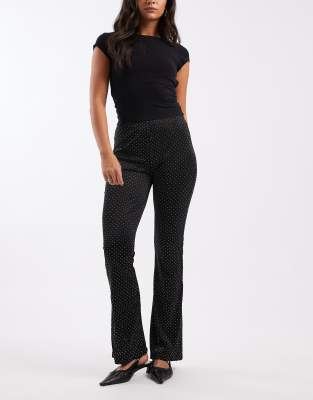 Pantalon évasé à strass - Noir 34