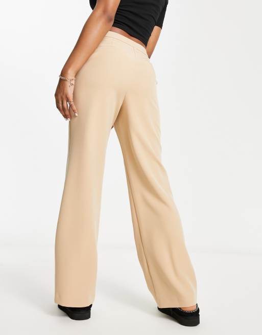 Miss Selfridge Pantalon fluide coupe dad droite Taupe ASOS