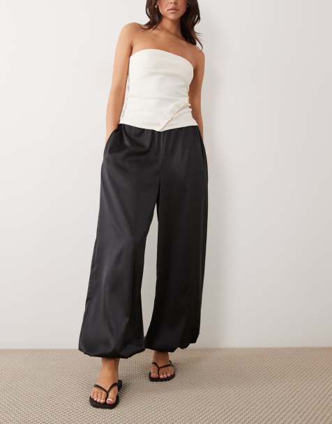 Miss Selfridge - pantalón globo satinado negro - view 1