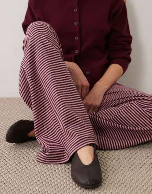 Miss Selfridge pantalon large à rayures rose et prune, 4 de 5