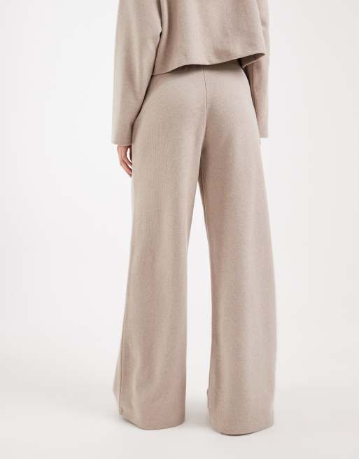 Miss Selfridge - Pantalon large d'ensemble en maille côtelée douce - Avoine, 3 de 5