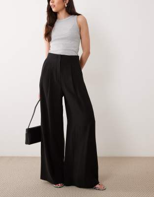 Pantalon palazzo ajusté fluide - Noir 34