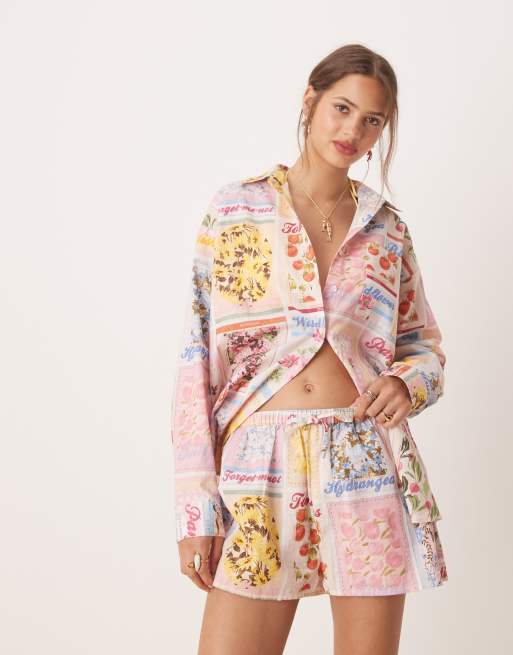 Miss Selfridge - Pantaloncini con stampa stile cartolina, 2 di 5