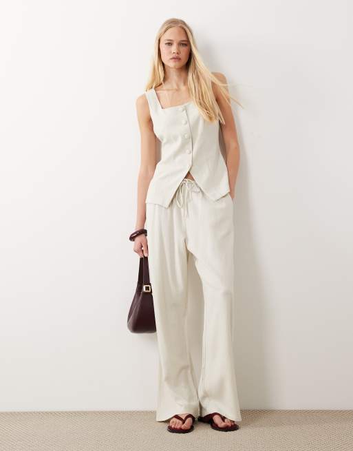 Miss Selfridge - Conjunto de sastre color piedra de tejido efecto lino, 3 de 3