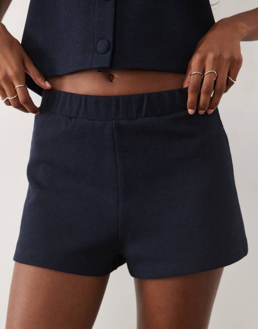 Miss Selfridge - Pantalones cortos azul marino de canalé suave (parte de un conjunto), 3 de 5