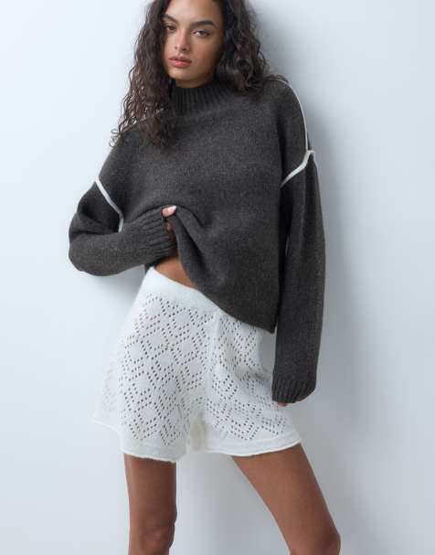 Miss Selfridge pantalones cortos de punto de estar por casa en crema, parte de un conjunto - view 1