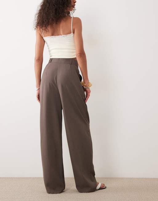 Miss Selfridge - Pantalones de sastre marrón grisáceo de pernera ancha (parte de un conjunto), 4 de 5