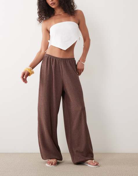 Miss Selfridge - Pantalones marrones de corte bombacho de tejido rugoso (parte de un conjunto) - view 1