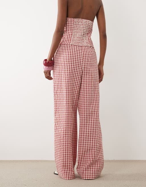 Miss Selfridge - Pantaloni a fondo ampio a quadretti in coordinato, 4 di 5