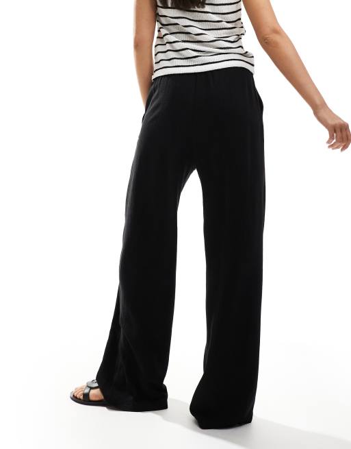 Miss Selfridge - Pantaloni a fondo ampio neri in misto lino, 5 di 5