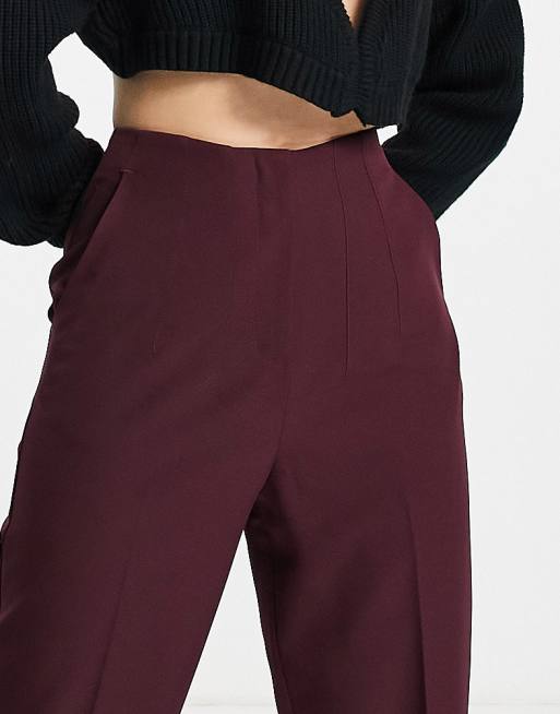 Miss Selfridge - Pantaloni a sigaretta a vita alta bordeaux, 3 di 4