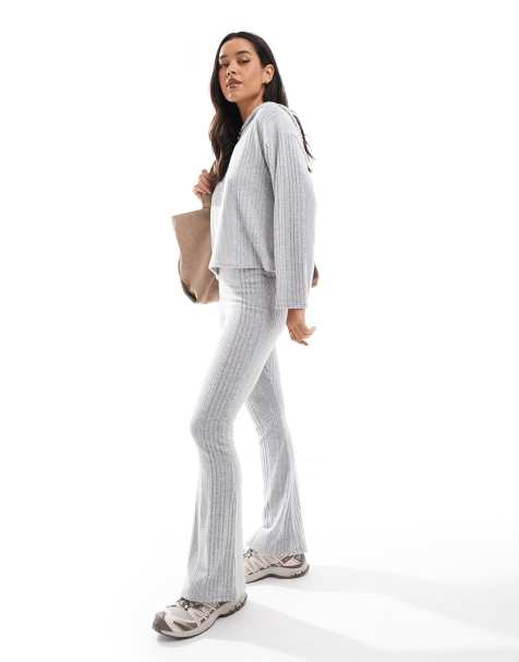 Miss Selfridge - Pantaloni a zampa grigi spazzolati a coste larghe - view 1