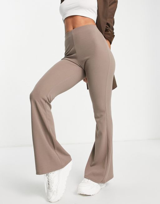 Miss Selfridge - Pantaloni a zampa in tessuto scuba moka