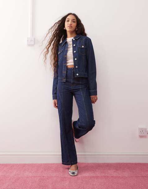 Miss Selfridge - Pantaloni ampi color indaco con cuciture a contrasto - view 1
