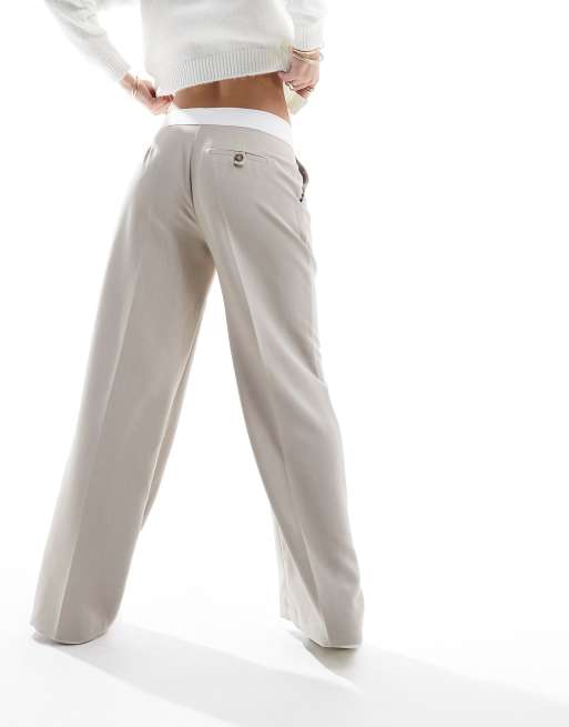 Miss Selfridge - Pantaloni color pietra con risvolto in vita, 3 di 5
