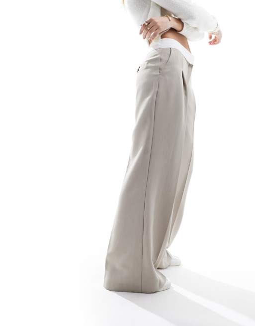 Miss Selfridge - Pantaloni color pietra con risvolto in vita, 5 di 5