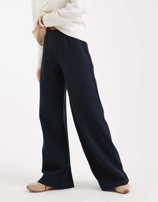 Miss Selfridge - Pantaloni con fondo ampio blu navy a coste morbidi, 4 di 5