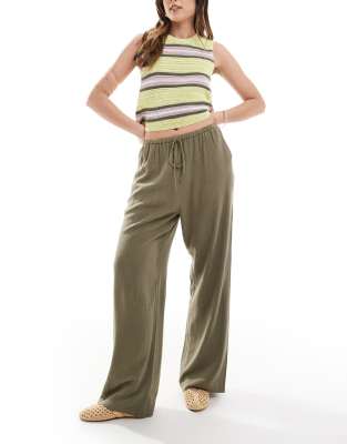 Miss Selfridge - Pantaloni con fondo ampio in lino con coulisse - view 1