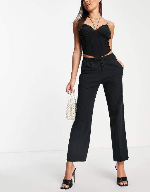 Miss Selfridge - Pantaloni con fondo ampio in tessuto scuba, colore nero 