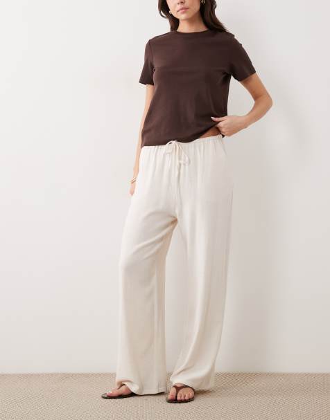 Miss Selfridge - Pantaloni effetto lino color avorio - view 1