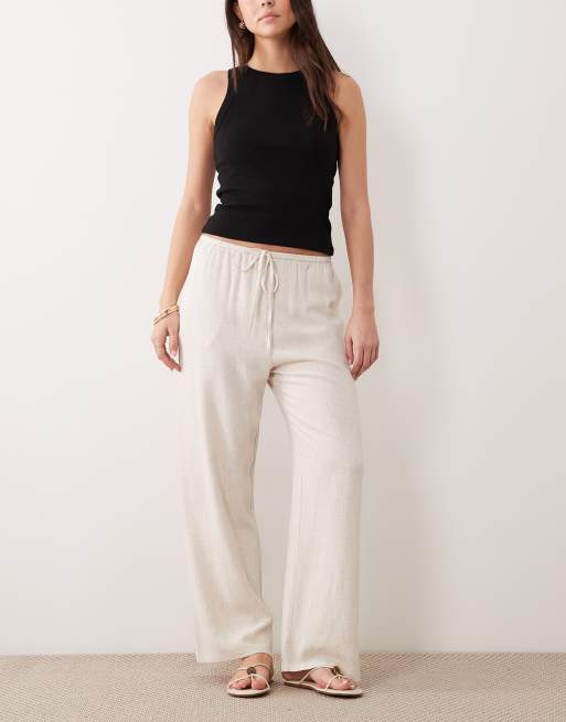 Miss Selfridge - Pantaloni effetto lino di colore naturale