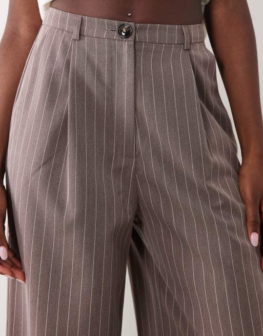Miss Selfridge - Pantaloni gessati color cioccolato, 4 di 5
