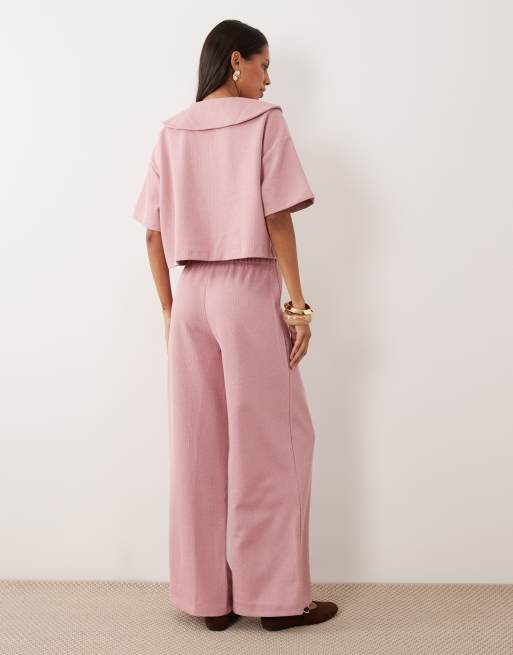Miss Selfridge - Pantaloni morbidi al tatto rosa malva, 2 di 5