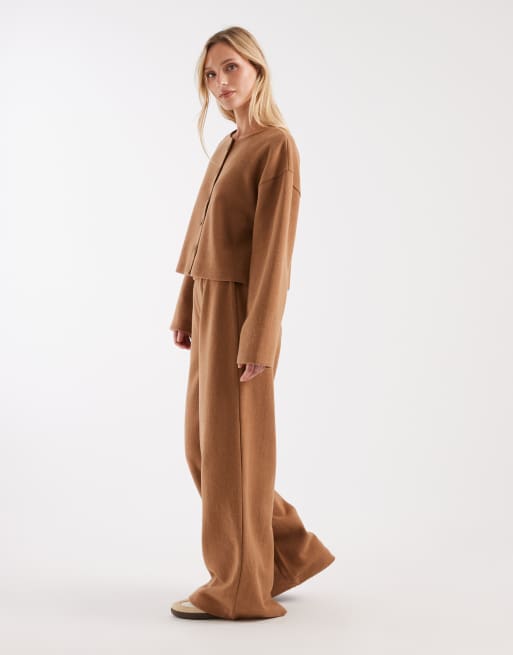 Miss Selfridge - Pantaloni morbidissimi color cannella in coordinato