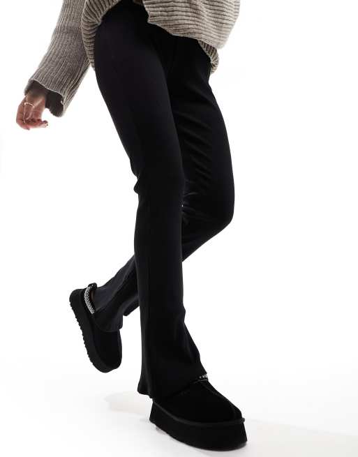 Miss Selfridge - Pantaloni neri a coste a zampa in coordinato, 3 di 5