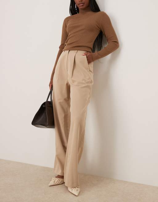 Miss Selfridge - Pantaloni sartoriali con fondo ampio color pietra