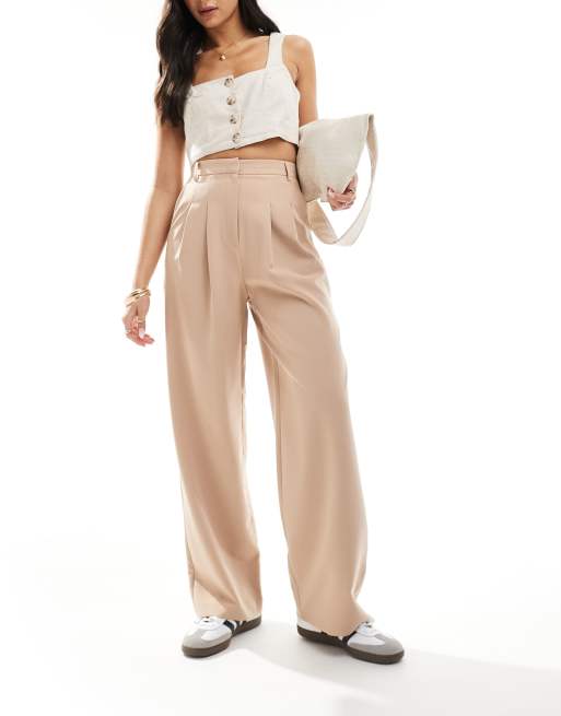 Miss Selfridge - Pantaloni sartoriali con fondo ampio tortora
