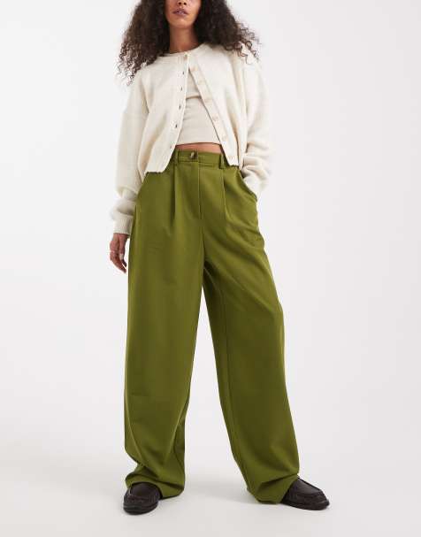 Miss Selfridge - Pantaloni sartoriali verde bosco a fondo ampio - view 1