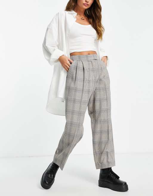 Miss Selfridge - Pantaloni tubolari marroni a quadri