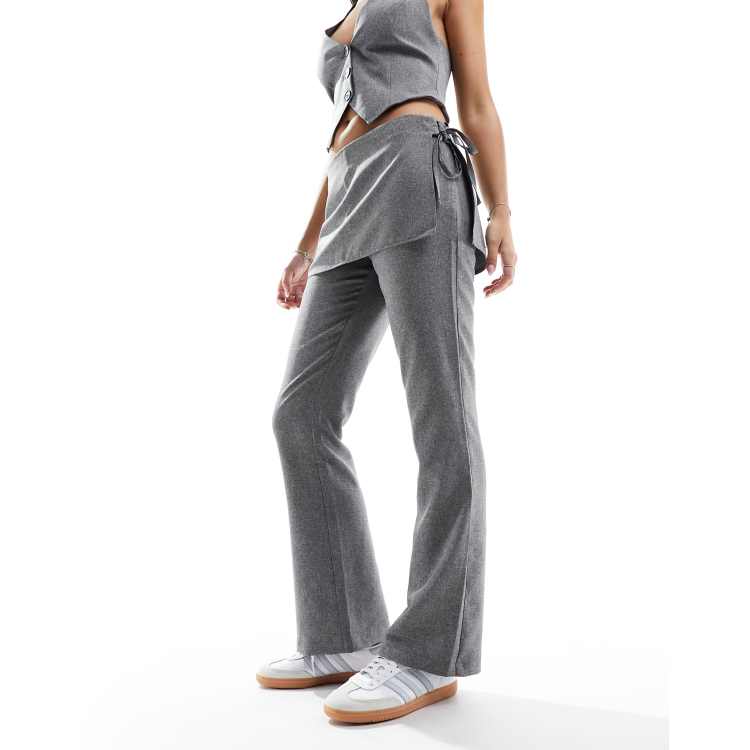 Miss Selfridge pants with side tie up skirt in grey