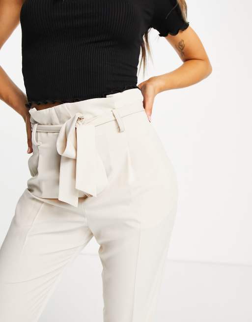 Miss Selfridge paperbag pants in stone, 2 of 4