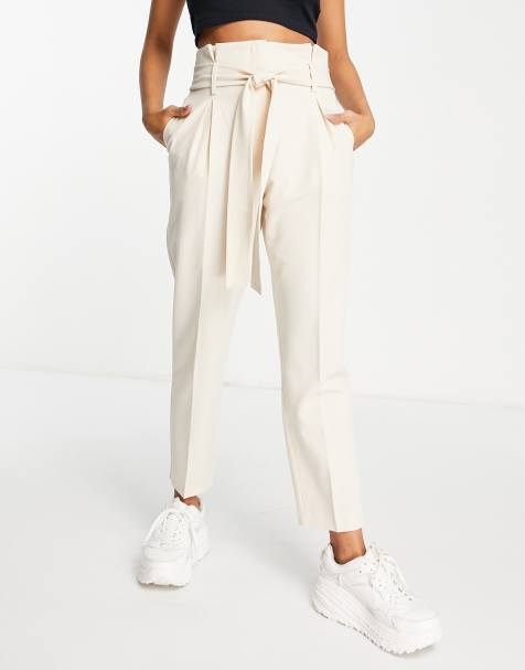 Miss Selfridge paperbag pants in stone - view 1