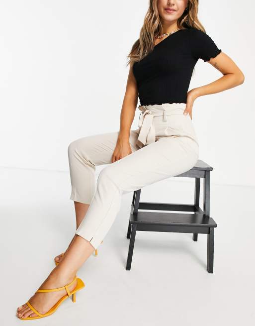 Miss Selfridge paperbag trouser in stone, 3 of 4