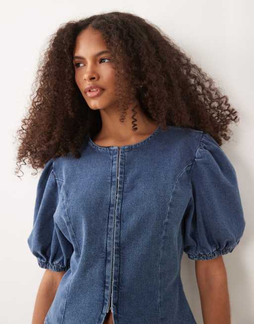 Miss Selfridge - Conjunto vaquero azul con lavado medio, 3 de 3