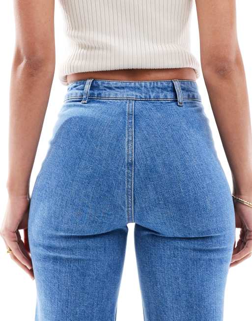 Miss Selfridge patch pocket high waist 70s denim flares, 4 of 5