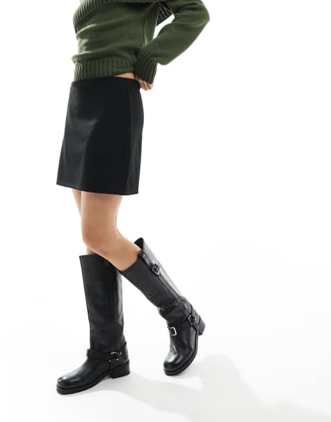 Miss Selfridge pelmet mini skirt in black scuba-style fabric - view 1