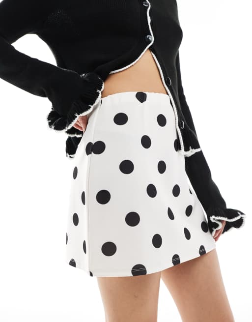 Miss Selfridge pelmet polka dot mini skirt in scubastyle fabric ASOS — free download